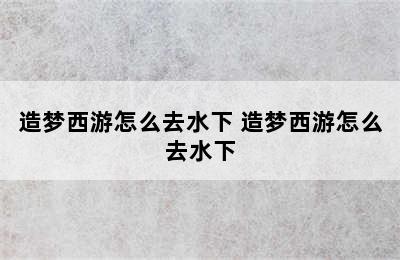 造梦西游怎么去水下 造梦西游怎么去水下